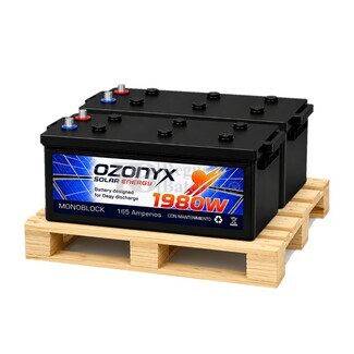 2 Bater�as Solares 165 Amperios 12 Voltios | Con Mantenimiento Ozonyx OZX165.A